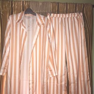 Long Duster W/ Palazzo Pants Set